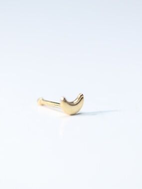 14kt.Gold solid gold Dreamy Half Moon Nose Piercing with tiny 14k mark New